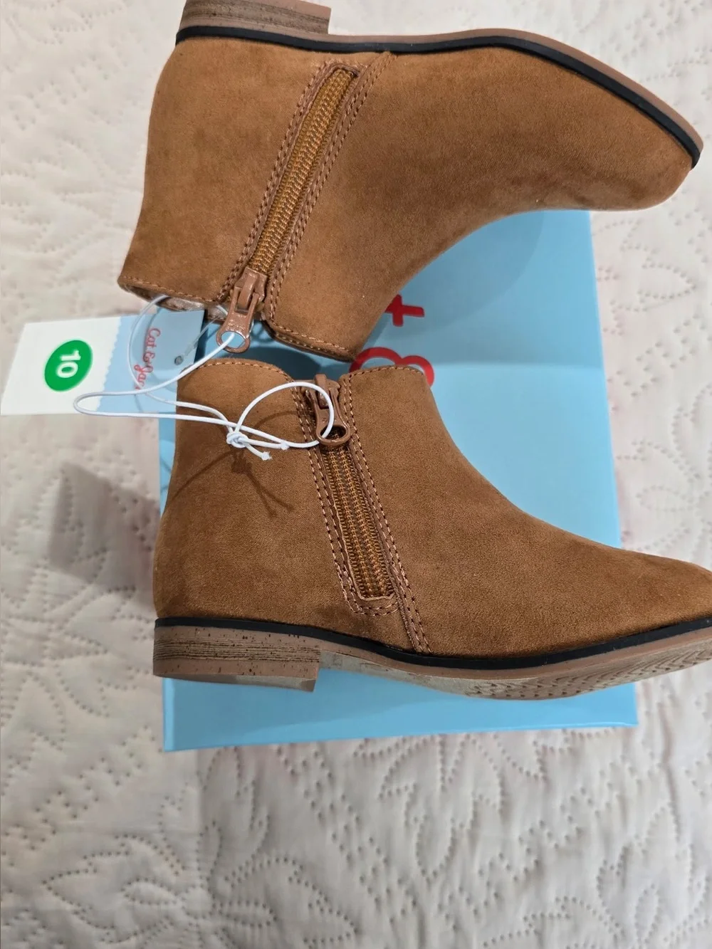 Cat & Jack Penelope Cognac Ankle Boots Kids Size 10 NWT
